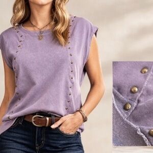 Gilded Intent Edgy Studded Sleeveless Top – Size Large